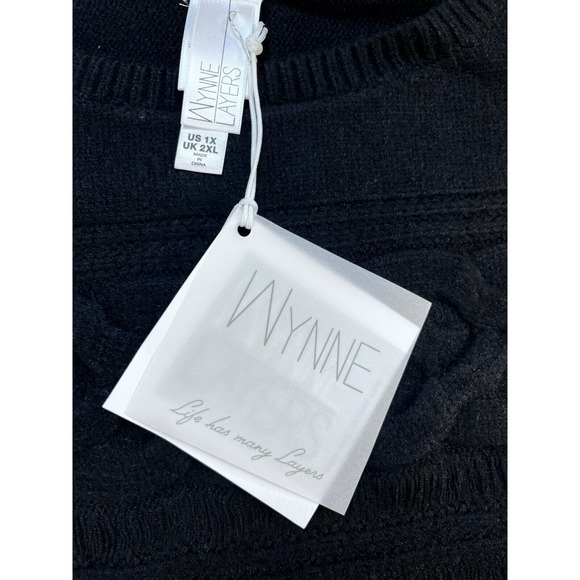 Marla Wynne Layers Oversized Black Cable Knit‎ Pullover Sweater XL - Picture 8 of 12